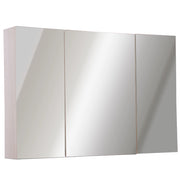 EasyComfort Specchio Bagno Contenitore con 3 Ante a Specchio Soft Close, Specchiera Bagno con Ripiani Regolabili in Legno e Vetro, 90x13.5x60 cm, Color Legno