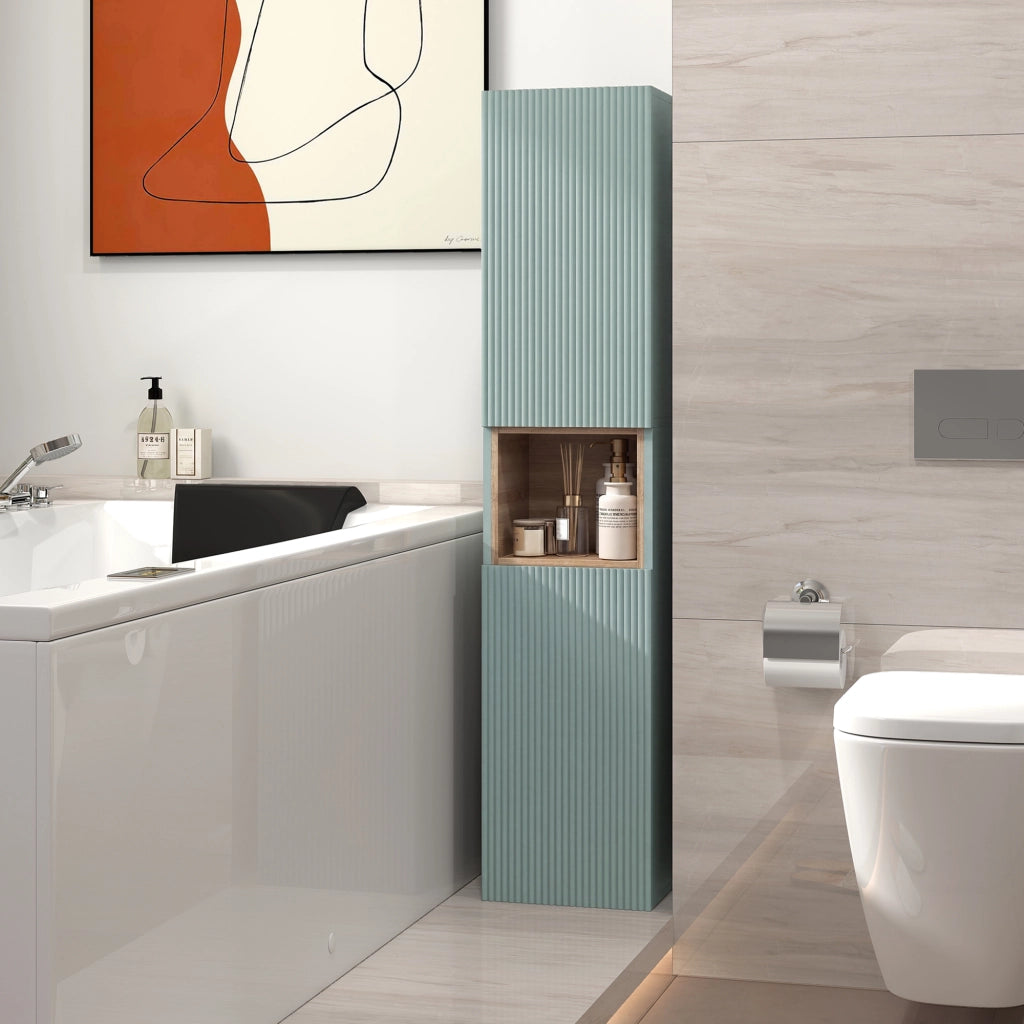 Mobile colonna bagno con ante ¨C zephmum ¨C verde 30x24x140cm