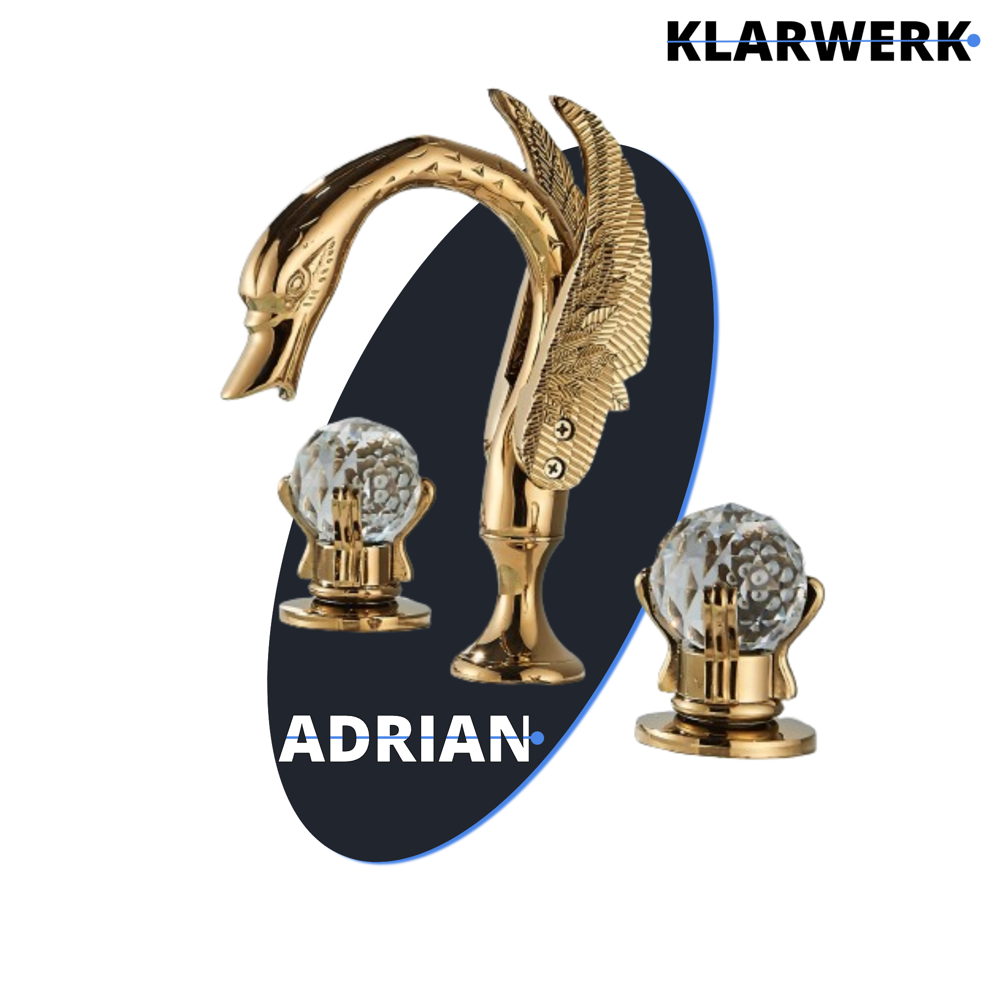 ADRIAN | Rubinetto da bagno a 3 fori grande cigno oro |per vasca dal design lussuoso per catering alberghiero miscelatore per lavabo a 2 maniglie