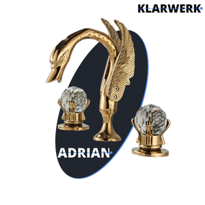 ADRIAN | Rubinetto da bagno a 3 fori grande cigno oro |per vasca dal design lussuoso per catering alberghiero miscelatore per lavabo a 2 maniglie