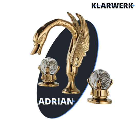 ADRIAN | Rubinetto da bagno a 3 fori grande cigno oro |per vasca dal design lussuoso per catering alberghiero miscelatore per lavabo a 2 maniglie