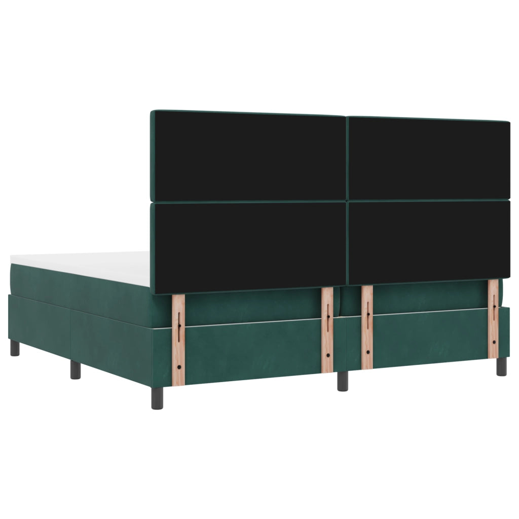 Letto a Molle con Materasso Verde Scuro 200x200 cm Velluto