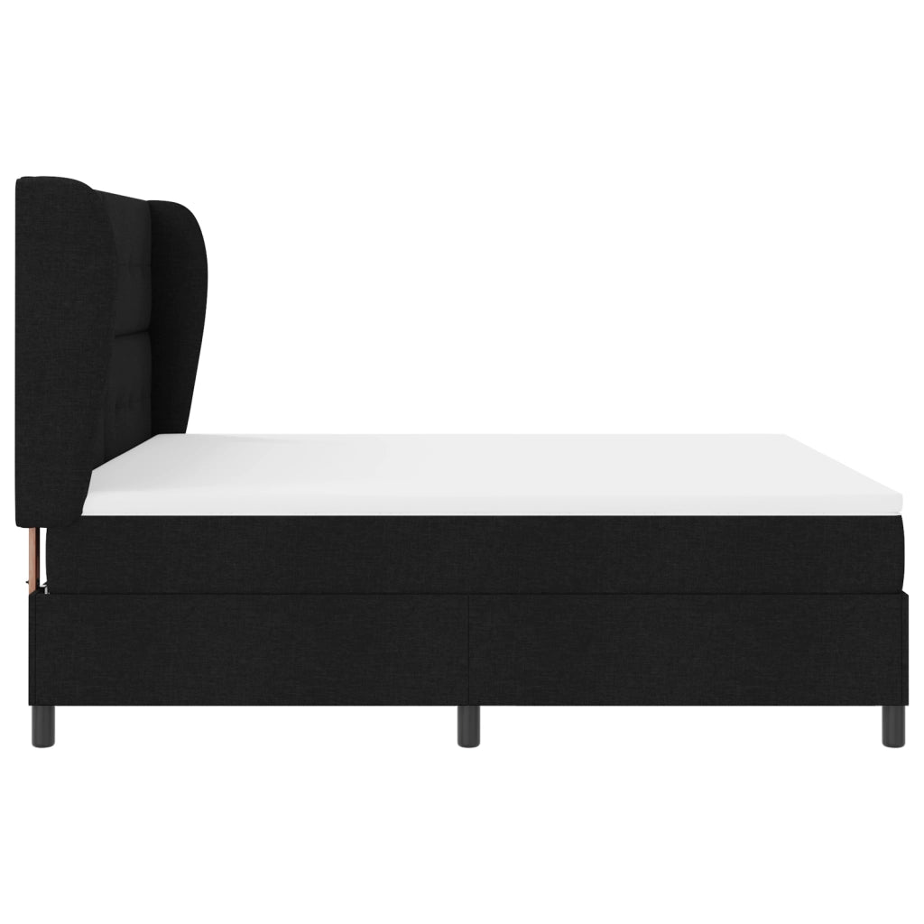 Letto a Box Spring Nero con Materasso, 180x200 cm, Tessuto