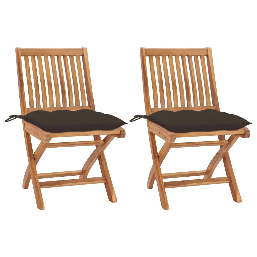 Sedie da Giardino 2 pz con Cuscini Talpa in Massello di Teak cod mxl 74615