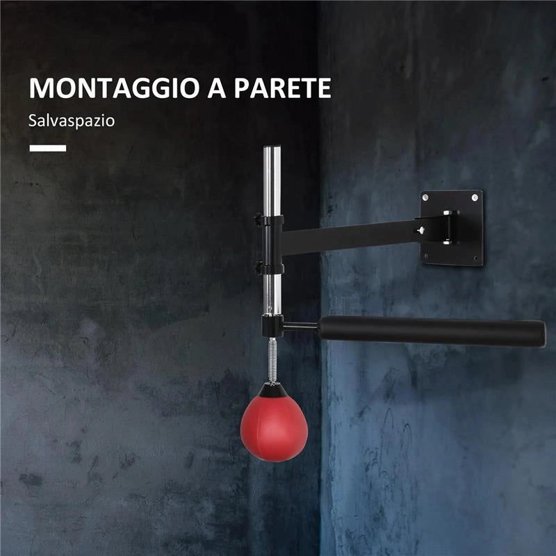 SPEED BAG A PARETE PER BOXE E MMA AD ALTEZZA REGOLABILE CON ASTA ACCIAIO E PU 79X72X20 CM ROSSO