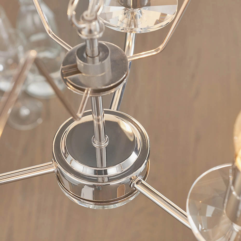 Lampadario 3 luci Nixon nichel chiaro paralumi bianchi E14