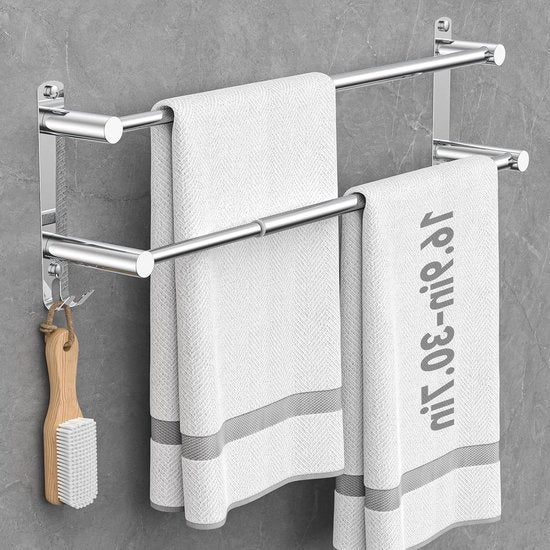 Maniglione per asciugamani regolabile senza foratura - argento - 40-80 cm - maniglione per asciugamani da bagno