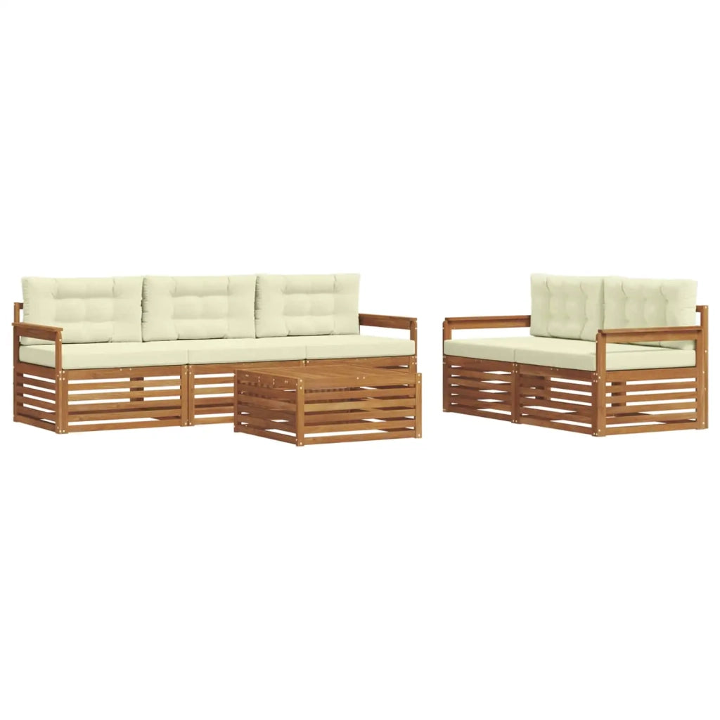 Set di divani da esterno con cuscino 6 pcs Naturale e Crema