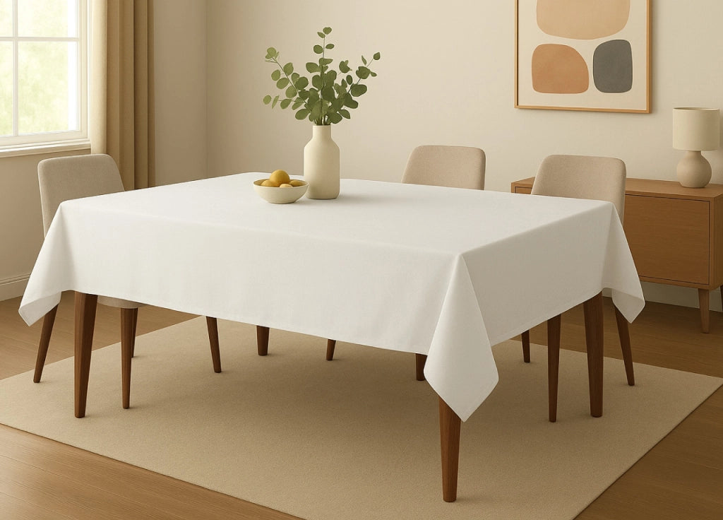 Tovaglia Cucina Soggiorno Antimacchia Idrorepellente Linen - 140x360cm - Bianco