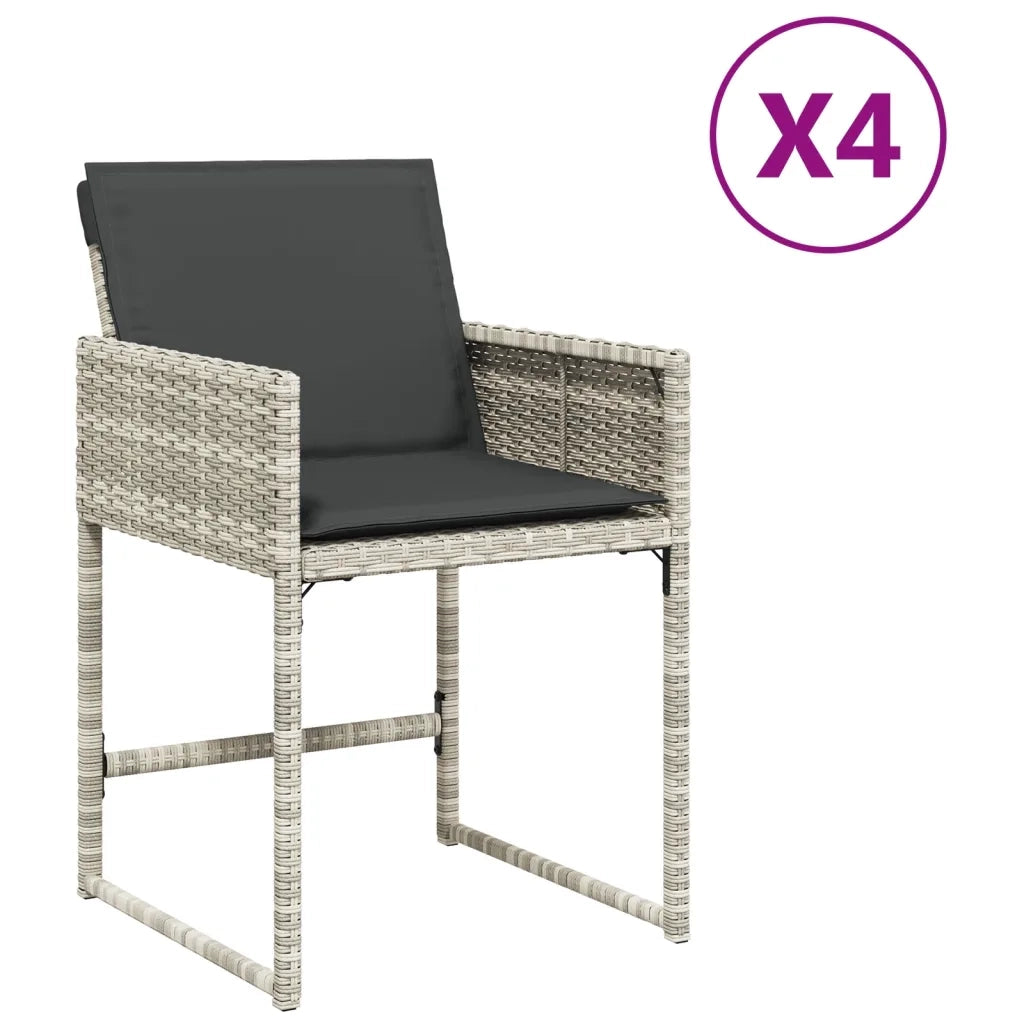Sedie da Giardino con Cuscini 4 pz | Sedie da Esterno Grigio Chiaro in Polyrattan