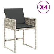 Sedie da Giardino con Cuscini 4 pz | Sedie da Esterno Grigio Chiaro in Polyrattan