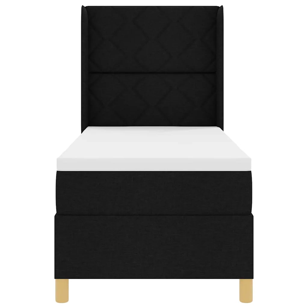 Letto a molle con materasso Nero 80 x 200 cm Tessuto