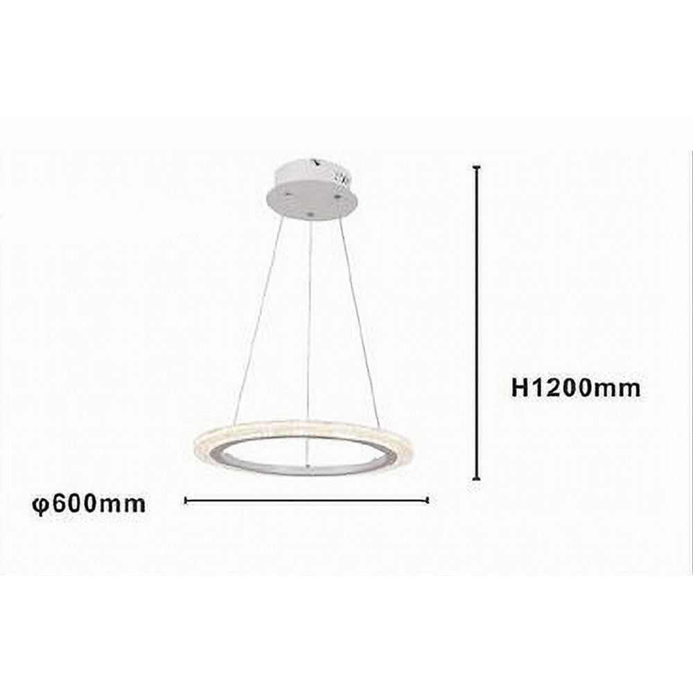 Trade Shop - Lampadario A Sospensione Led 36 W Cerchio Anello Bianco Effetto Cristallo 31920 -