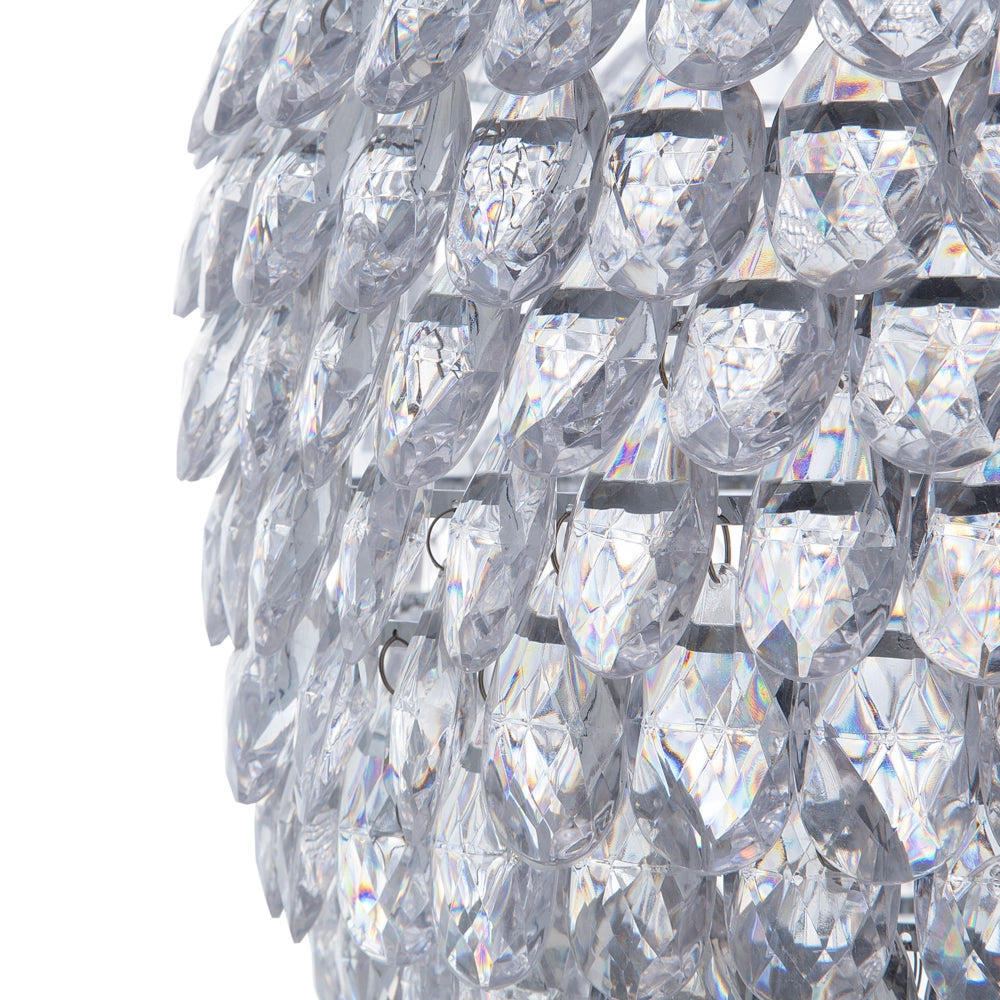 lampadario Argento Cristallo 110 cm Sospensione Luce Ambientale Glam