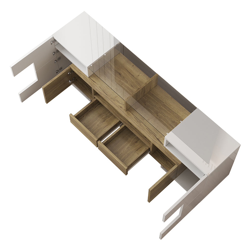 Mobile TV elegante - Xylo - 145cm bianco LED vetro