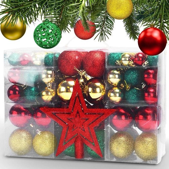 Set di decorazioni per albero di Natale - Decorazione per albero di Natale inamovibile - 101 pezzi - Set di decorazioni per albero di Natale con scatola - Decorazione per matrimoni