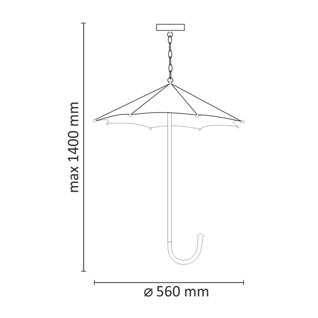 Lampadario Polux Parasol 3 luci E27 nero metallo Ø56