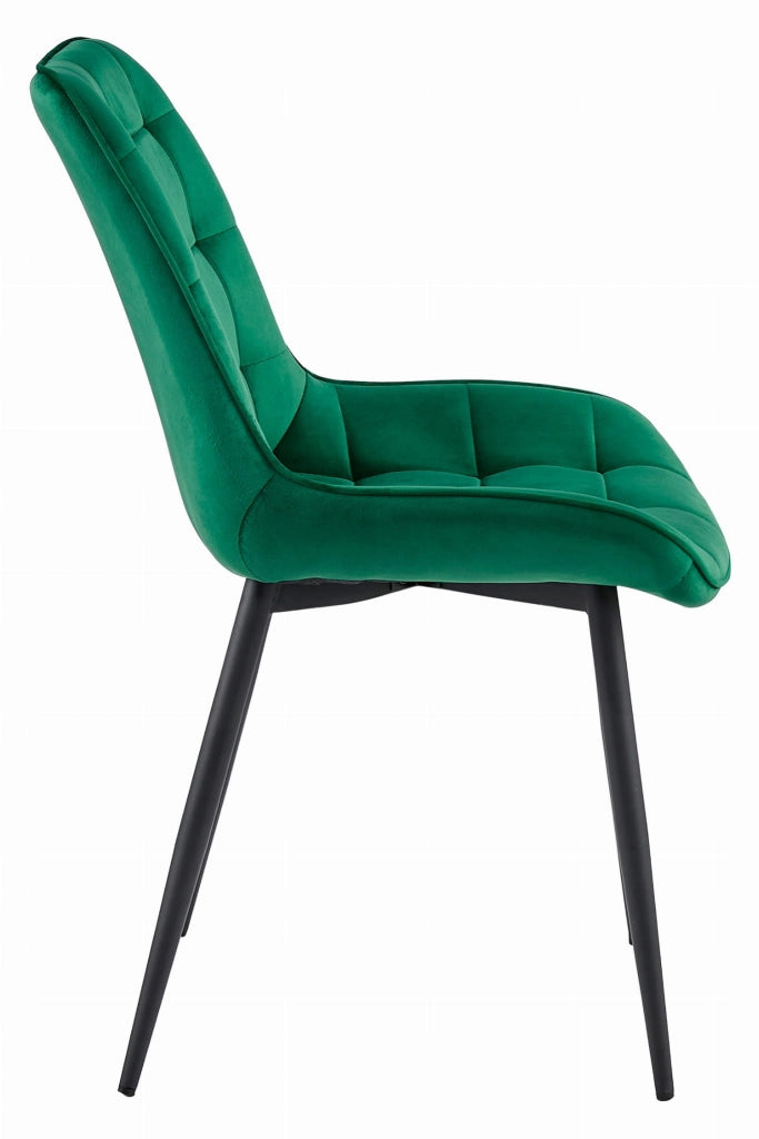 Sedia VALORA BERA - Velluto verde scuro con gambe nere x 2