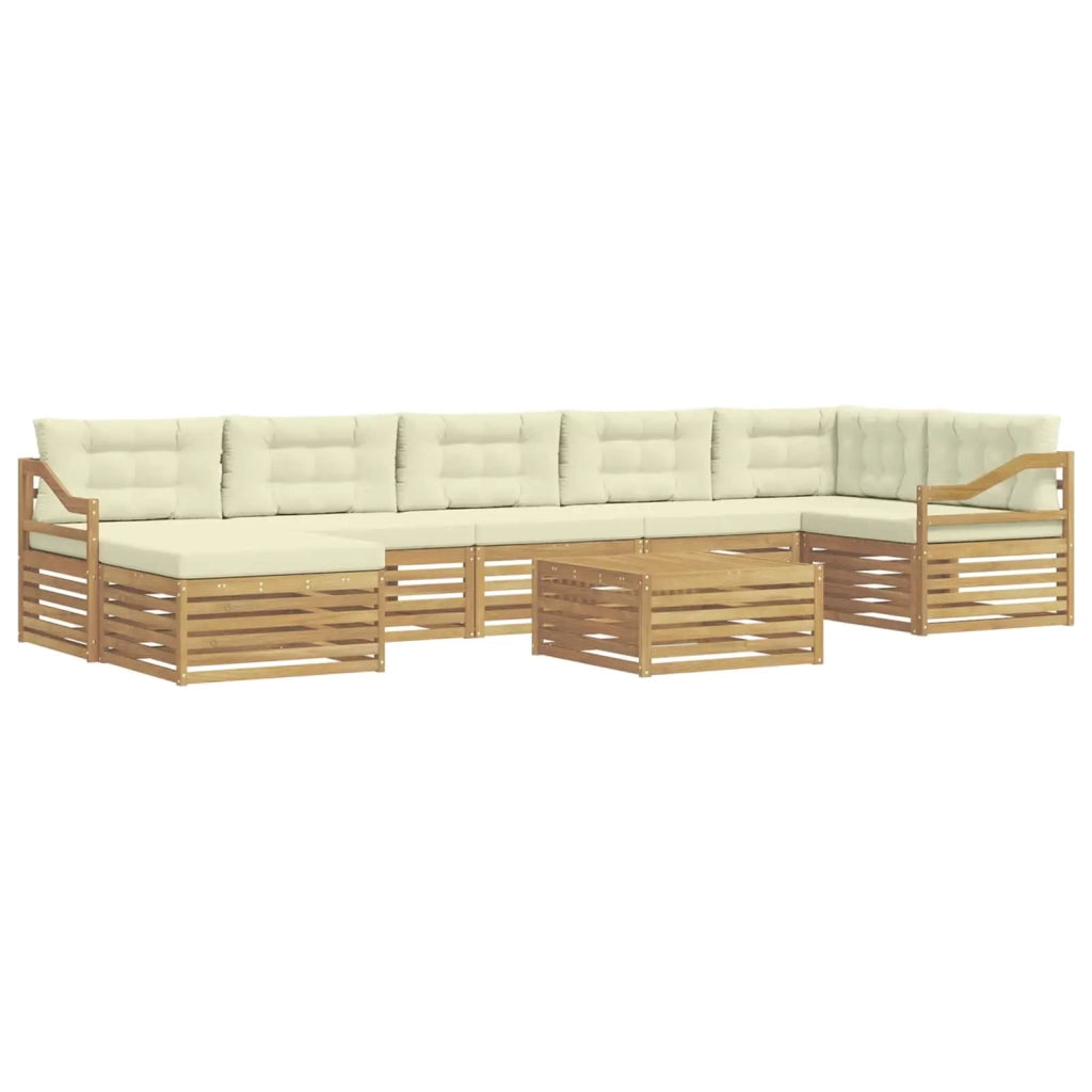 Set di divani da esterno 8 pcs Bianco e Crema Poliestere