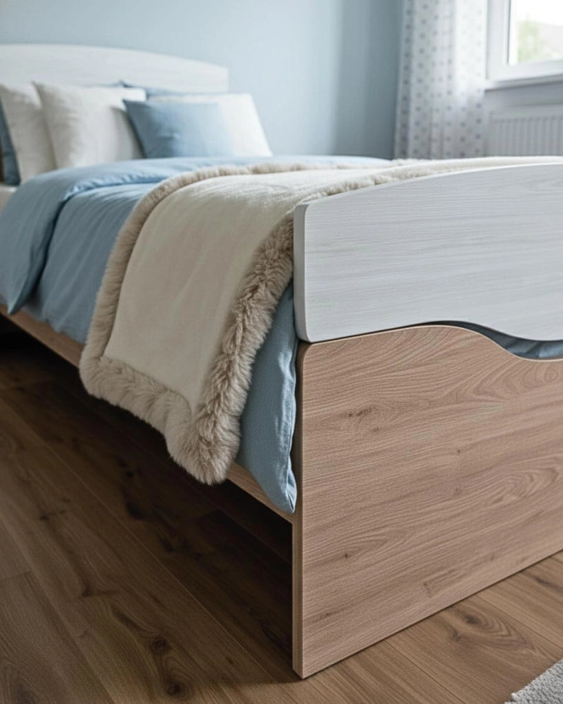 Letto Smile con fascioni e pediera - Letto singolo 127 x 197 - Struttura Virginia e bianco - Rete e materasso esclusi_