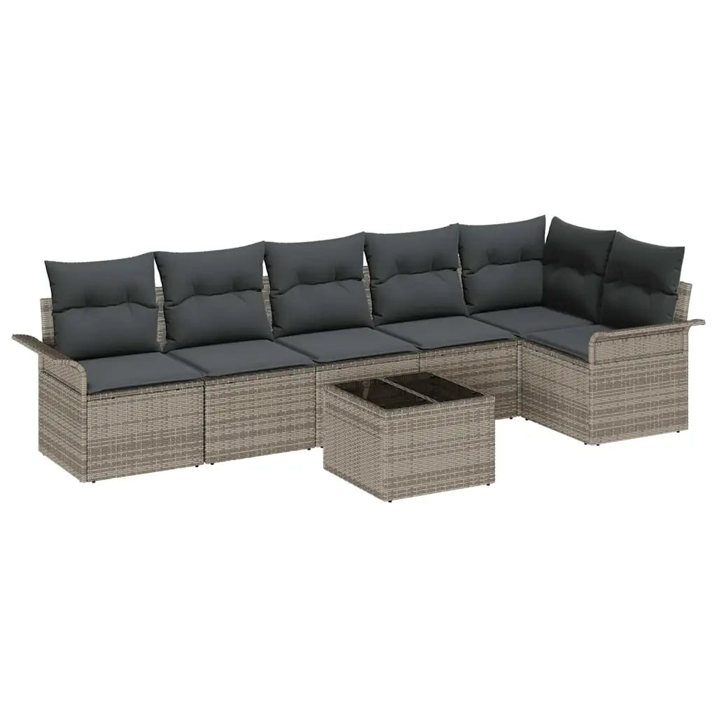 Set Divano da Giardino con cuscino 7 pcs Grigio polyrattan 3345389