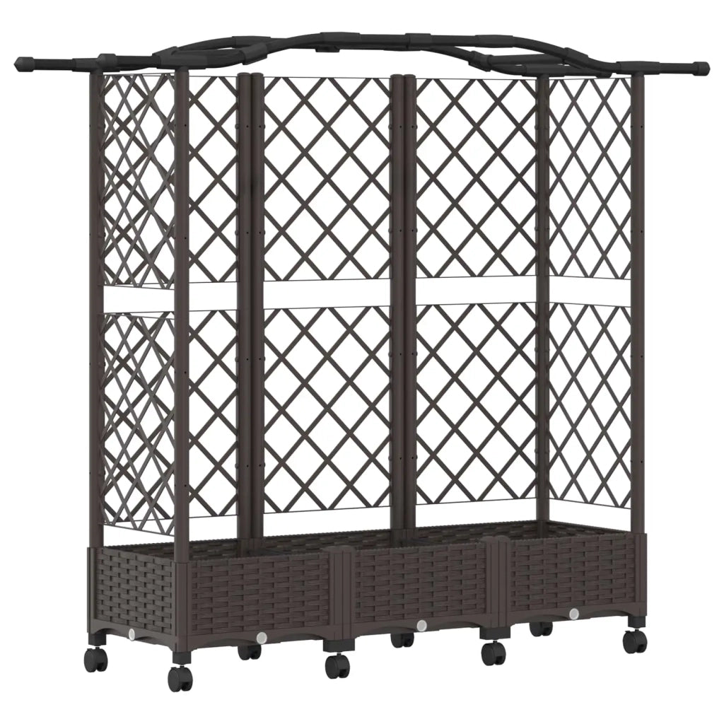 Letto Rialzato con Griglia e Tetto Marrone 163 x 40 x 129 cm PP 3423104
