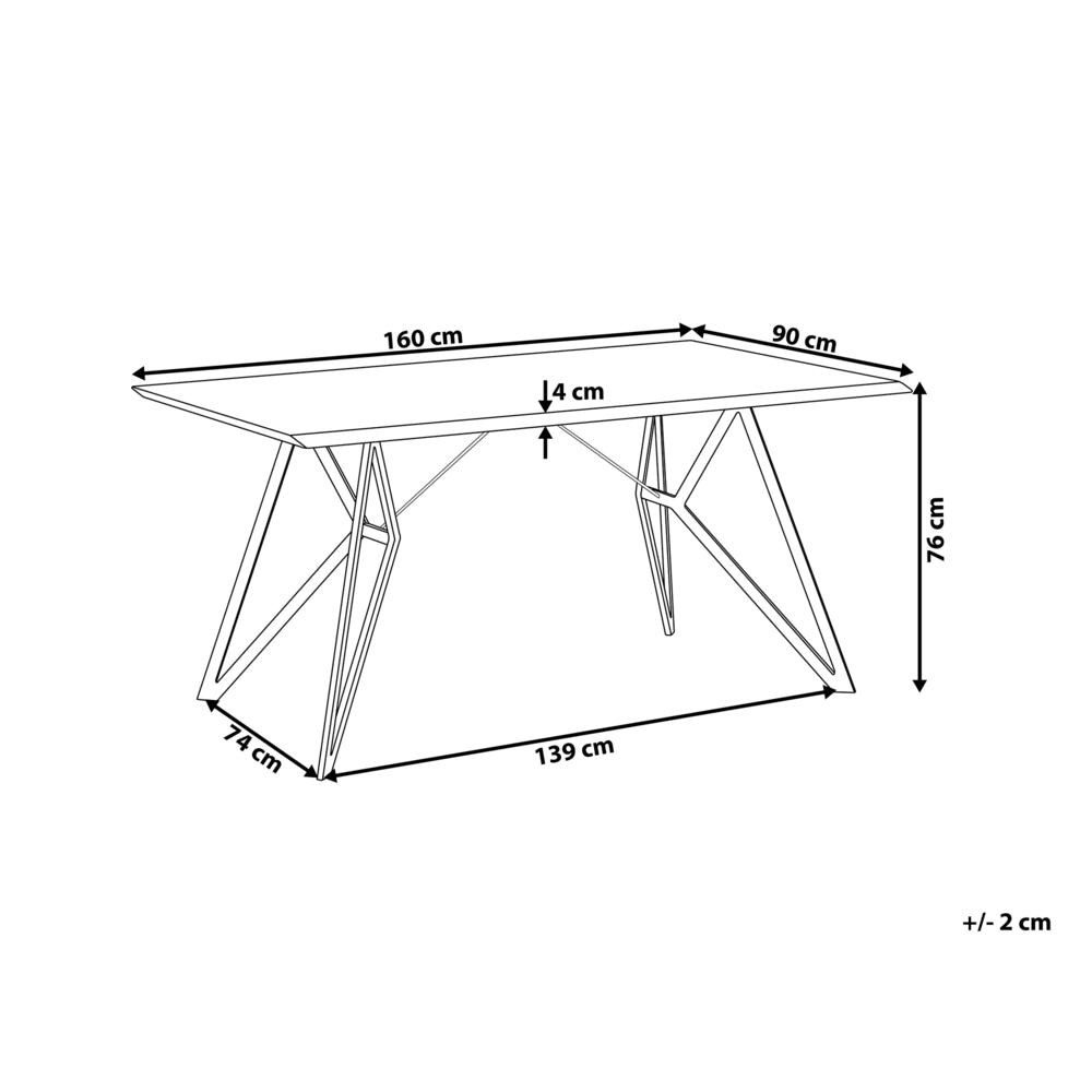 Tavolo da pranzo effetto cemento 160 x 90 cm gambe in metallo Nero cucina industriale