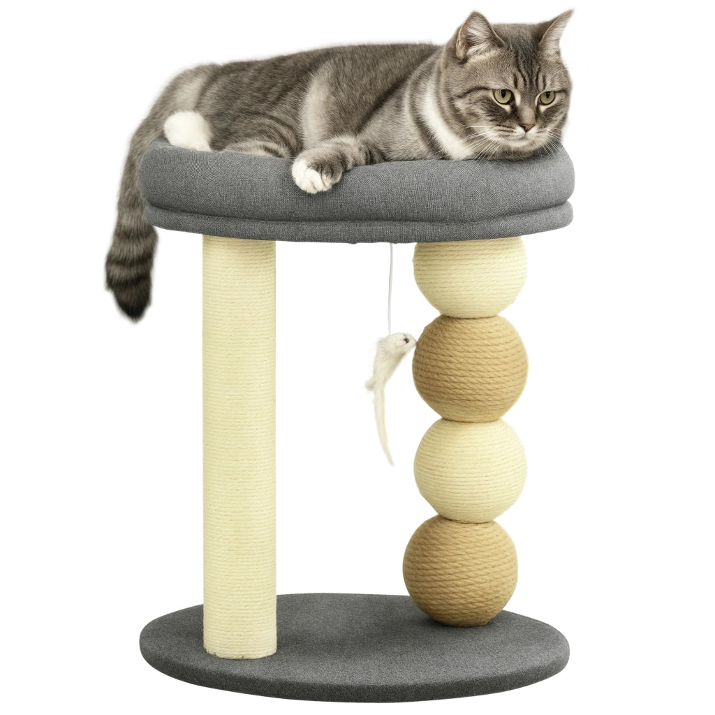 Torre per Gatti con Nido e Poste in Sisal ¨C Zephmum ¨C Grigio e Beige ?40x48 cm