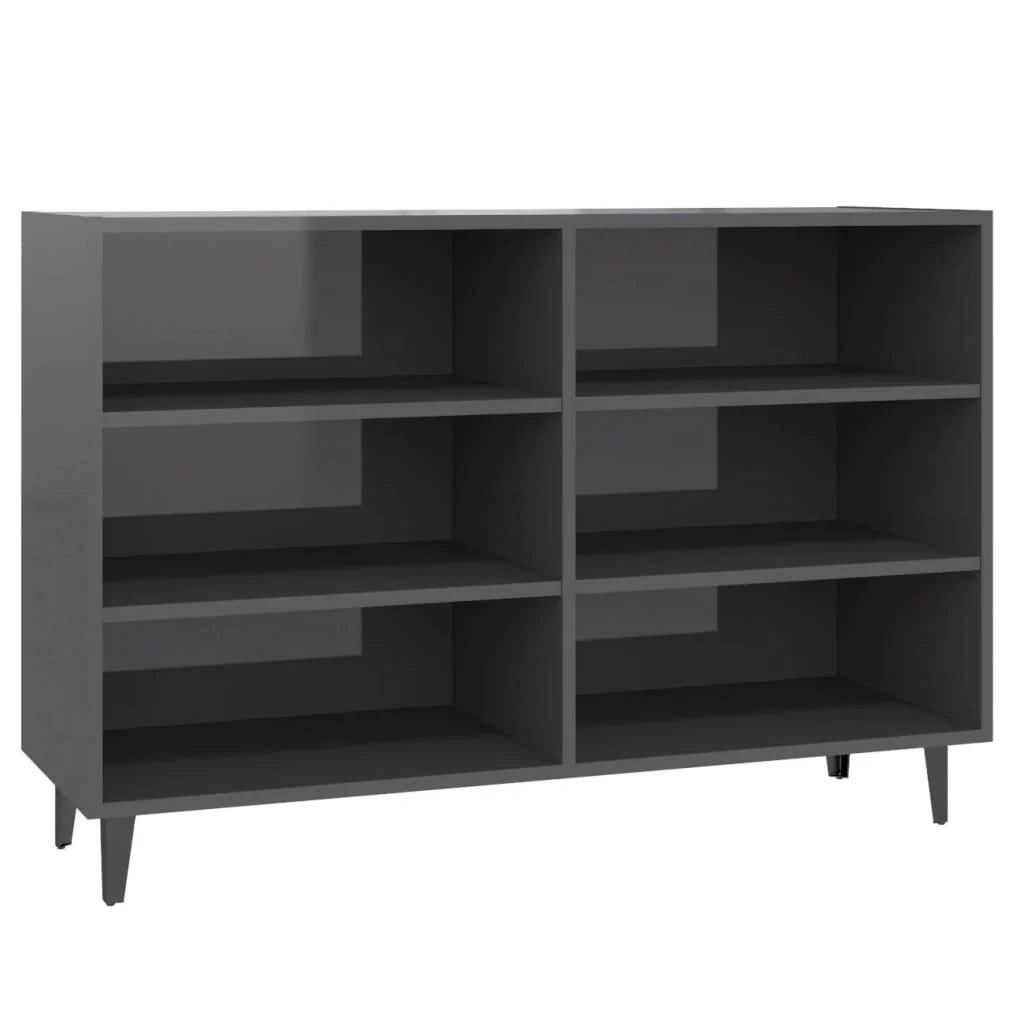 Buffet credenza cassettiera armadio mobile contenitore organizer per cucina soggiorno salotto finitura lucida 103,5 x 35 x 70 cm legno ingegnerizzato grigio 02_0031813