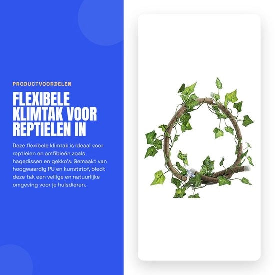 Decorazione per terrario a forma di rana - 100 cm con chiusura a molla - materiale PU/Kunststof - rotan - accessorio per rettili