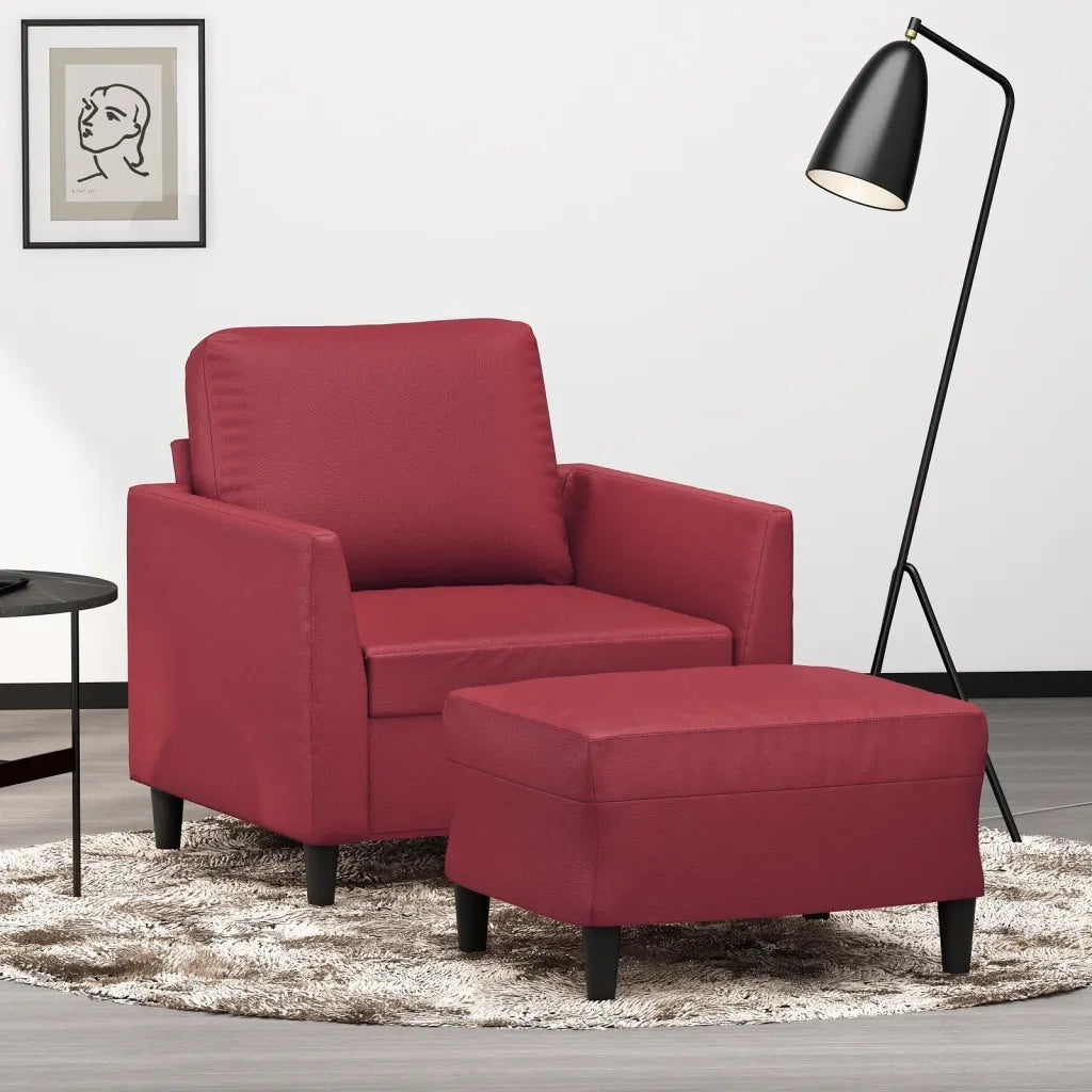 Poltrona | Sedia Relax con Poggiapiedi Rosso Vino 60 cm in Similpelle