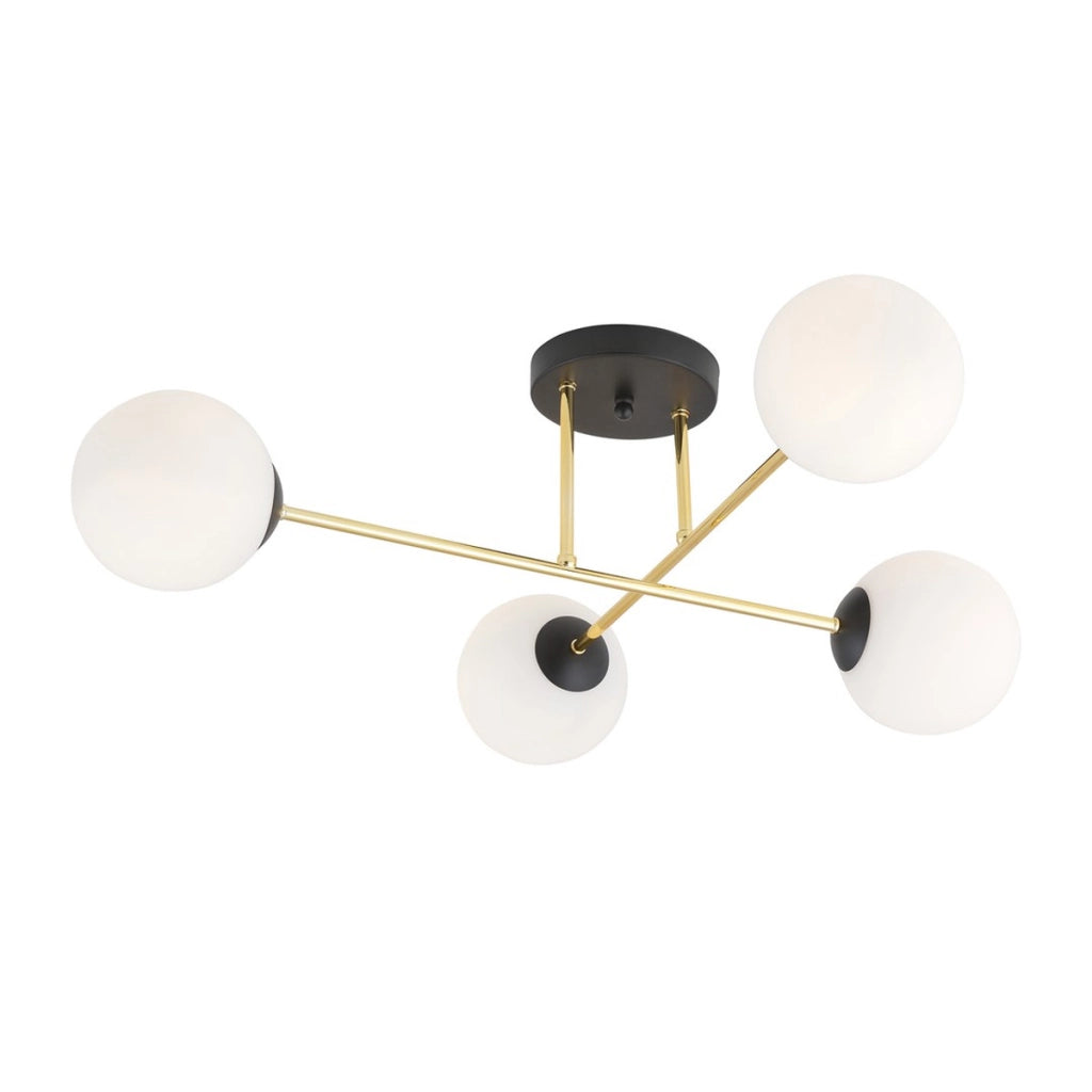 Lampada a sospensione Magnum con struttura in metallo nero e oro