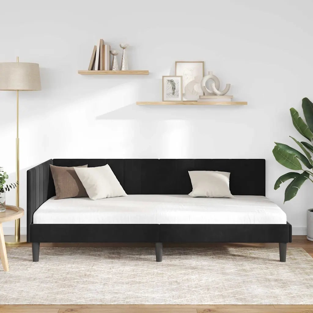 vidaXL Cornice del letto ad angolo Nero 90 x 200 cm Velluto