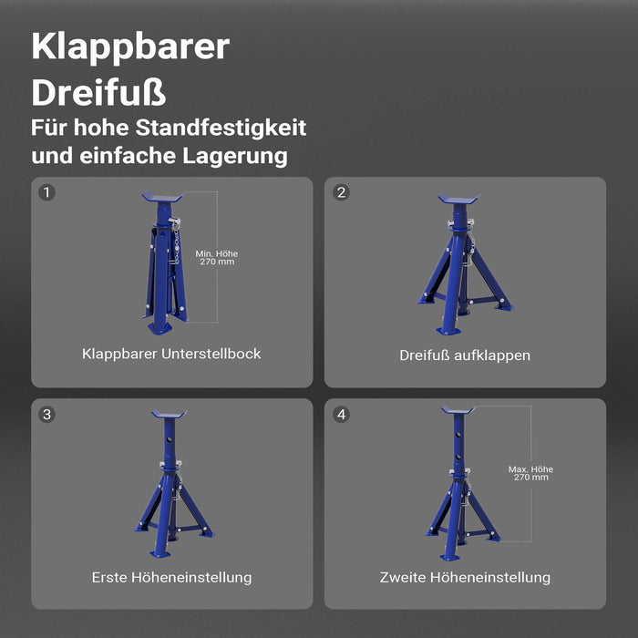 set cric sollevatore + 2 cavalletti max 2t altezza regolabile