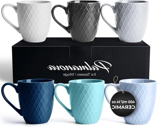 Set di 6 Caffettiere in Ceramica Opaca - Grande - Collezione Palmanova (Blu) set di caffettiere