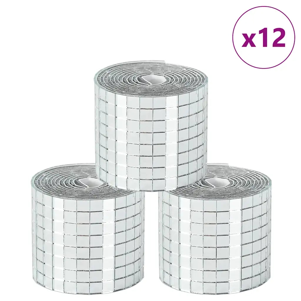 vidaXL Piastrella a Mosaico con Specchio 12 pcs Argento 100 x 4 cm