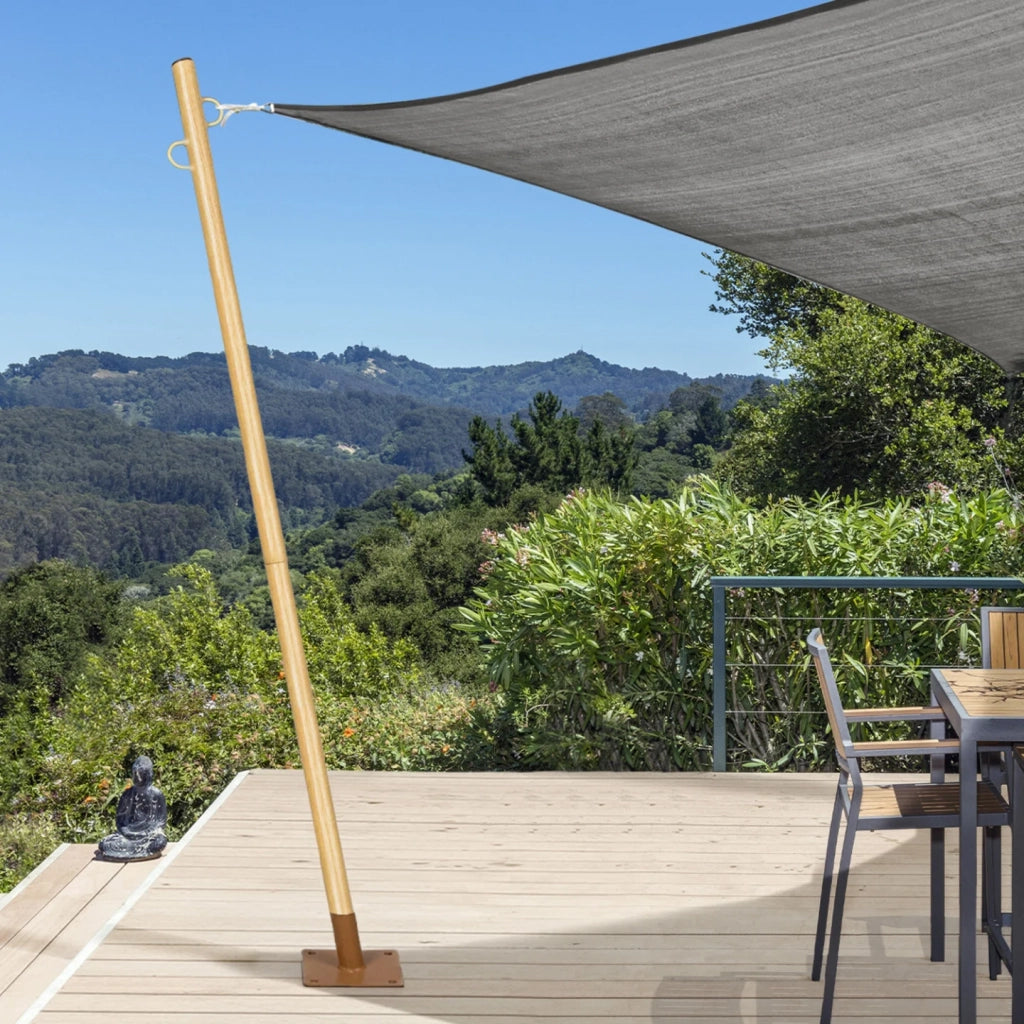 IDMarket - Set di 2 alberi per vele ombreggianti effetto legno H.220 cm con pali e basi in acciaio