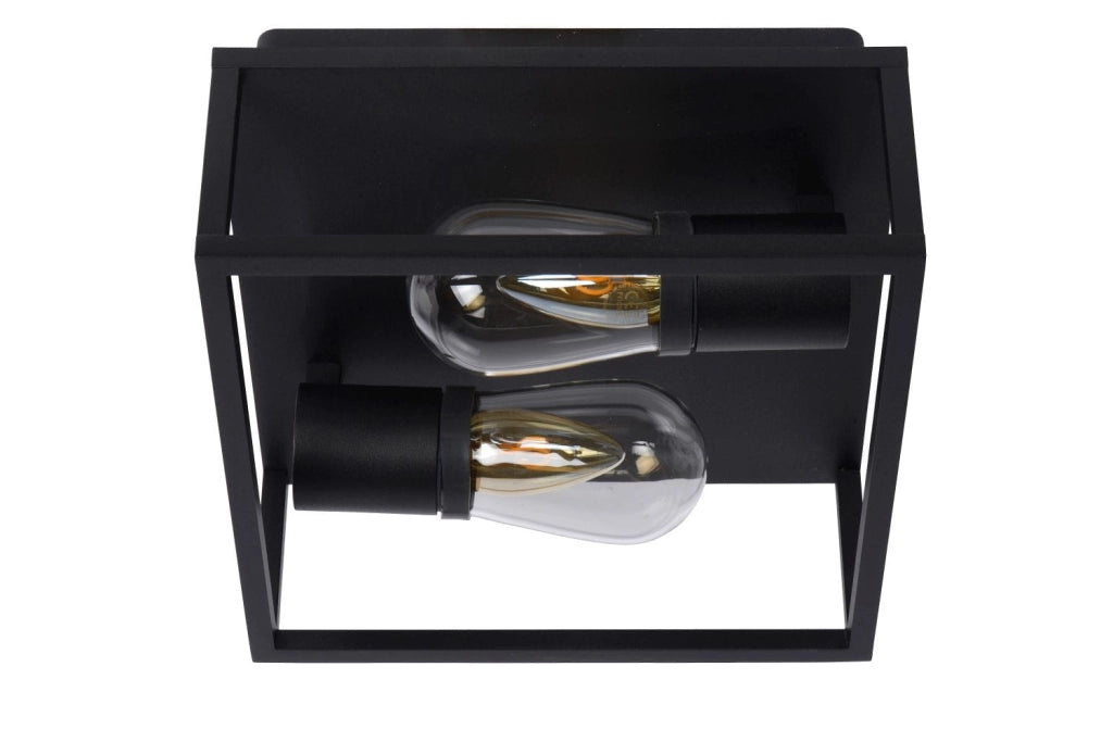 Plafoniera Lucide Carlyn nera alluminio 2xE14 IP54