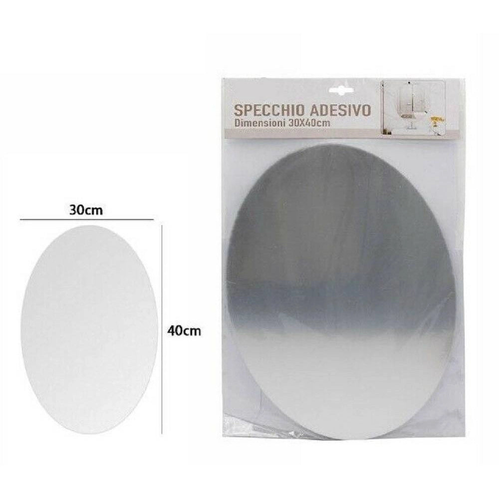 Trade Shop - Specchio Adesivo Forma Ovale Adesiva Murale Arredamento Casa 30 X 40 Cm -
