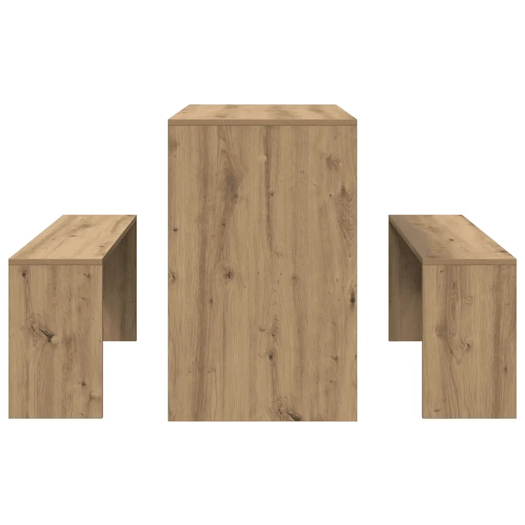 vidaXL Set Tavolo da Pranzo e Panche 3pz Rovere Artigianale Truciolato