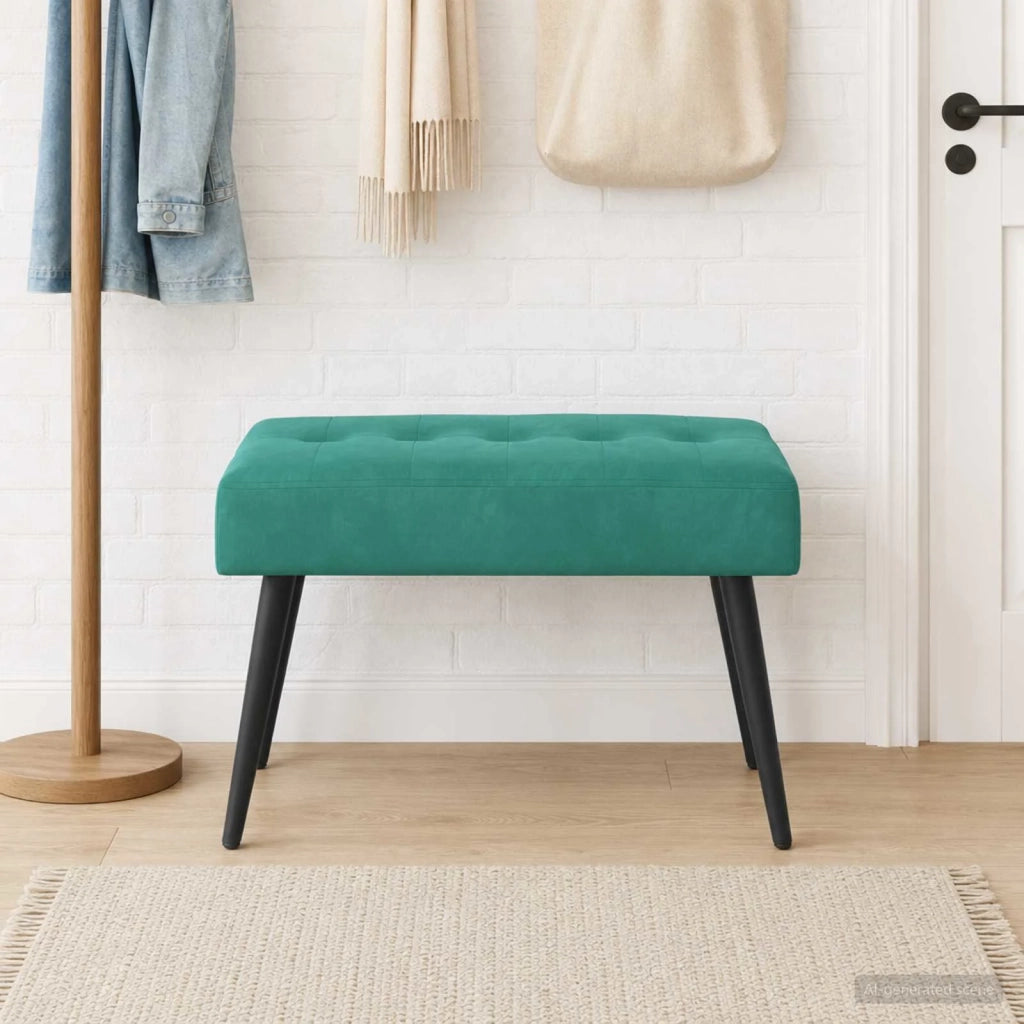 Panchina con bottoni imbottiti Turchese 60 x 40 x 45 cm Velluto 42038511