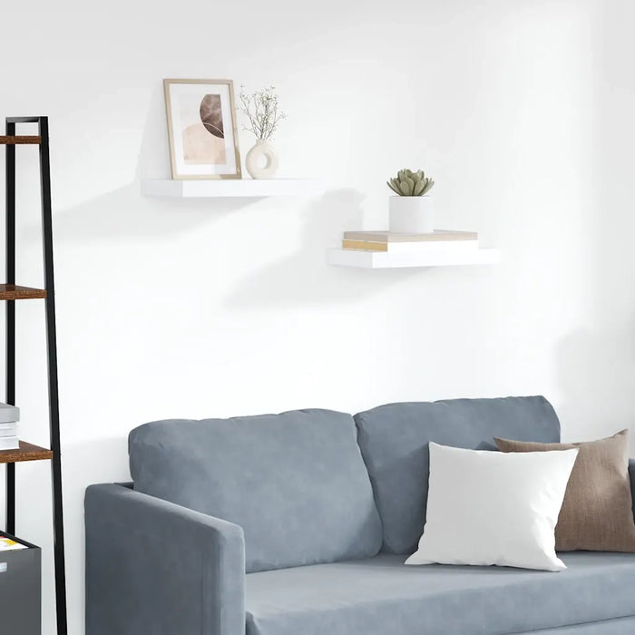 Scaffali a Parete 2 pz Bianchi 40x23x3,8 cm in MDF 323806