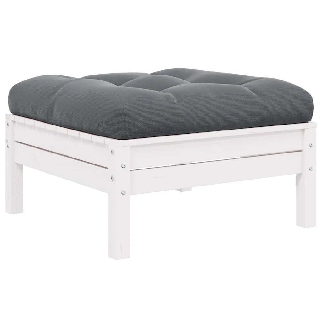 Set Divani da Giardino 3 pz | Set Salotto da Giardino con Cuscini Bianco Massello di Pino
