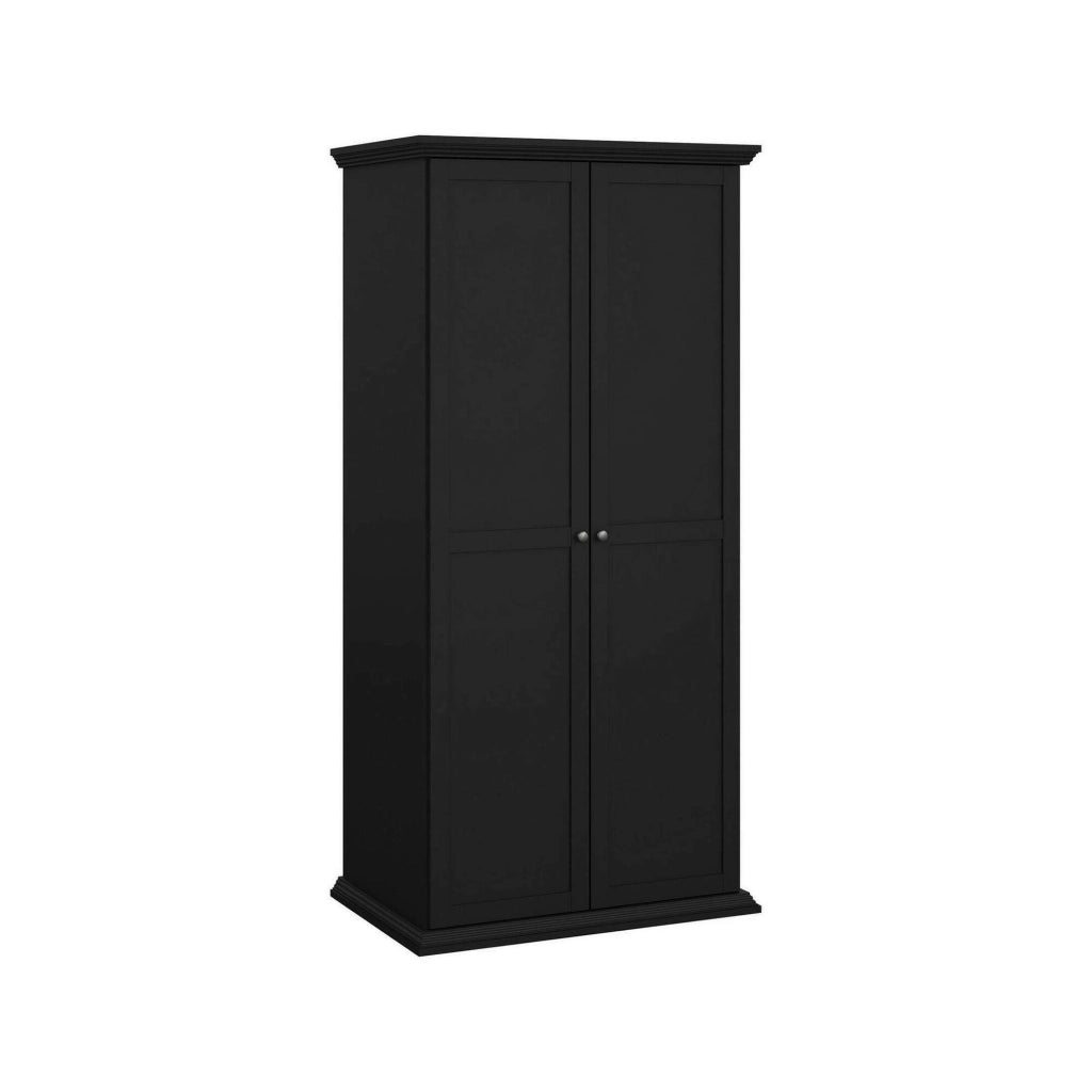 Guardaroba 2 ante Darby, Mobile camera da letto, Cabina armadio portabiti, Armadio appendiabiti, 96x63 h200 cm, Nero