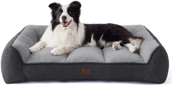 Letto per cani lavabile per cani grandi - 96x71cm soffice canile impermeabile con Sherpa, cuscino per cani con fondo antiscivolo in grigio scuro
