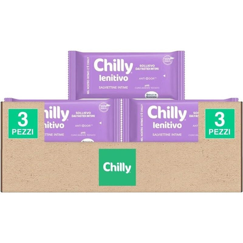 CHILLY SET 3 PACCHI SALVIETTE INTIME DETERGENTI DA 12 PZ LENITIVO