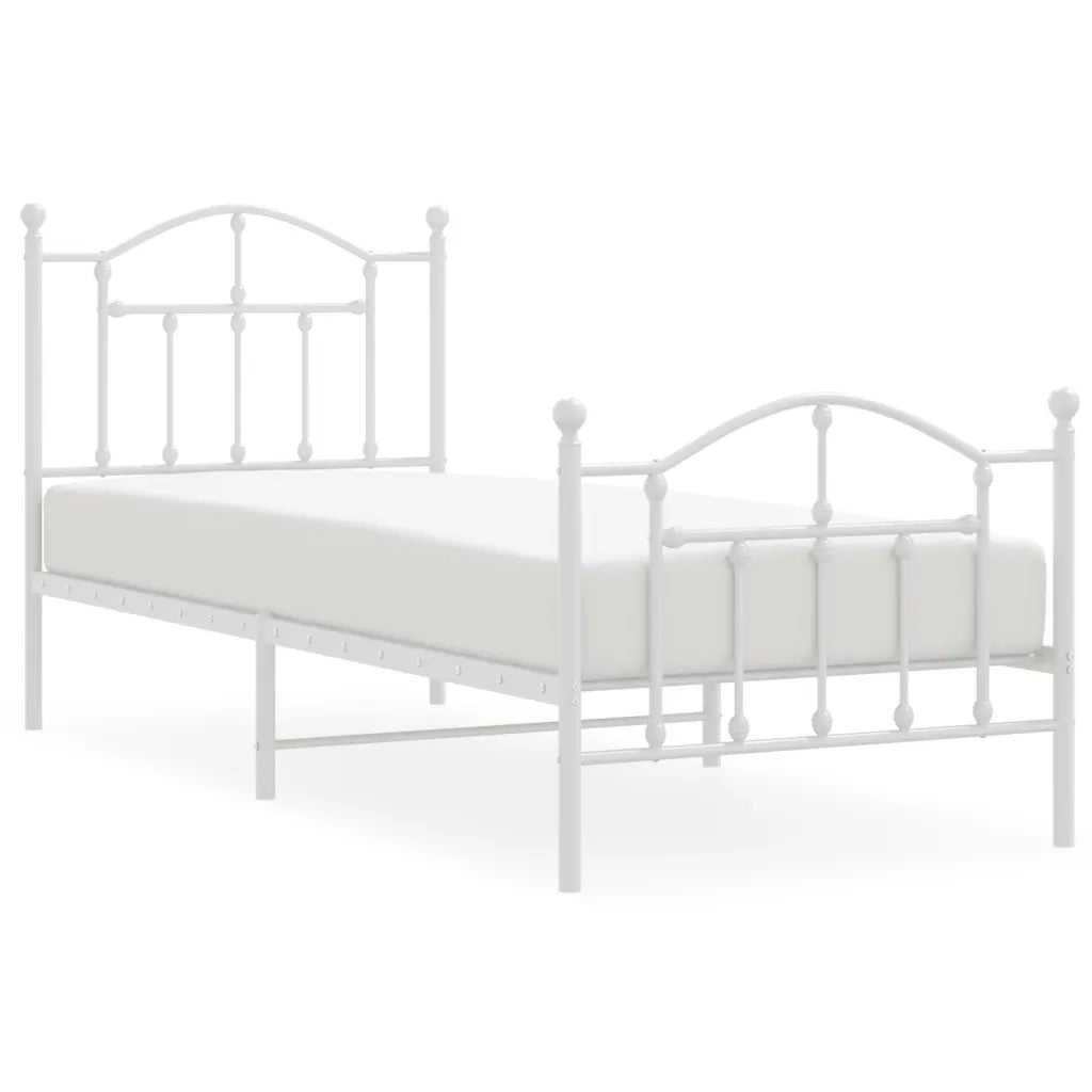 Giroletto con Testiera e Pediera-Struttura Letto Metallo Bianco 80x200 cm 719118