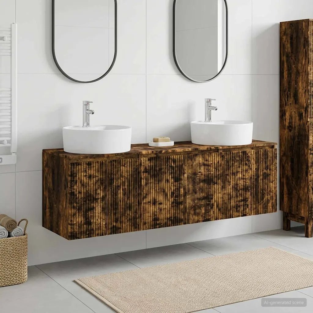 Set di Armadi da Bagno 3 pz Rovere Fumo 49,5 x 44,5 x 65 cm 3405672