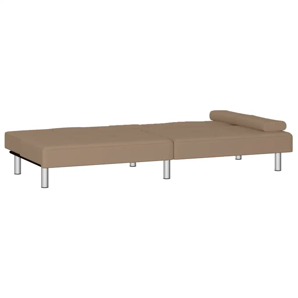 Divano Letto con Portabicchieri in Similpelle Cappuccino 351929