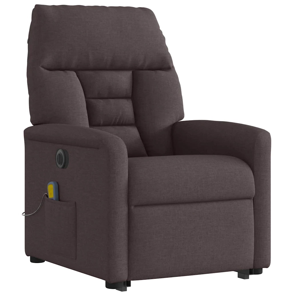Poltrona Alzapersona Massaggio Elettrica Marrone Scuro Tessuto 3303067